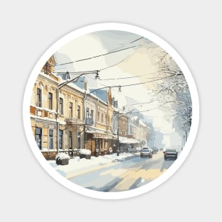 Winter Town Street Magnet